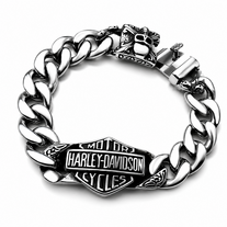 Fanshu Stainless Steel Harley Davidson Motor Cycle Skull Cross Bangle Bracelet for Men Women Fans Couple Friends Gift Fashion Jewelry
