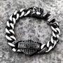 Fanshu Stainless Steel Harley Davidson Motor Cycle Skull Cross Bangle Bracelet for Men Women Fans Couple Friends Gift Fashion Jewelry-4