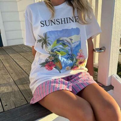 Sunshine dolphins tropical tee 