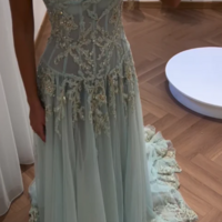 Mermaid Baby Blue Exquisite Beaded Tulle Prom Dresses Formal Evening Dresses - Thumbnail 1