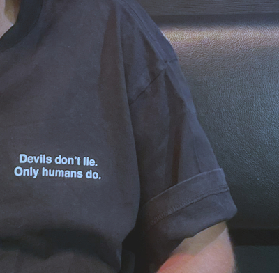 Free Shipping-DEVILS DON'T LIE ONLY HUMANS DO TEE