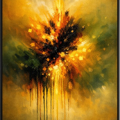 Radiant yellow black abstract wall art print 24x36 modern decor
