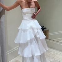 A-Line Strapless Layers Long Prom Dress Formal Evening Dress - Thumbnail 1