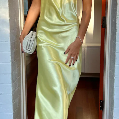 Elegant halter-neck yellow backless prom dress formal evening dress