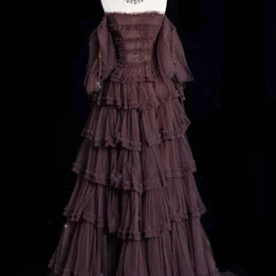 Off the shoulder mermaid long sleeves tulle evening dress long prom dresses