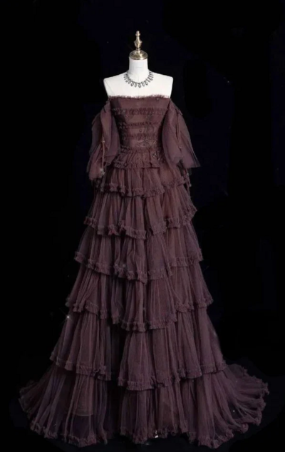 Off The Shoulder Mermaid Long Sleeves Tulle Evening Dress Long Prom Dresses