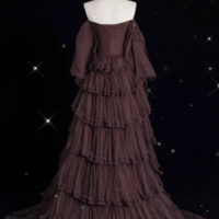 Off The Shoulder Mermaid Long Sleeves Tulle Evening Dress Long Prom Dresses - Thumbnail 1