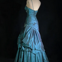 Spaghetti Straps Floor-Length Sleeveless Taffeta Prom Dresses with Lace - Thumbnail 1