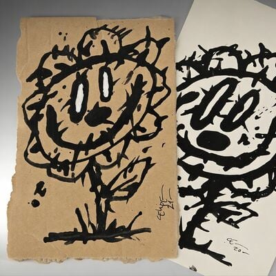 Painting by celipe perroloco "corrupted flower—sketch & final work" 
