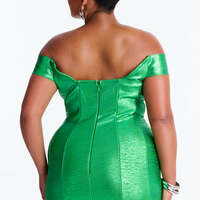 Green Metallic Bandage Mini Dress - Thumbnail 1