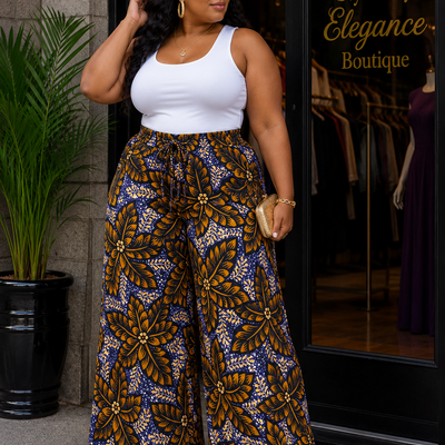 Midnight gold blossom palazzo pants - Thumbnail 1