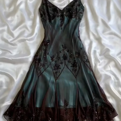 Vintage spaghetti strap short chiffon prom dress tea length formal evening gowns