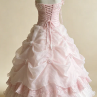 Pretty Strapless Pink Stain Prom Dresses Ball Gown Party Dresses - Thumbnail 1
