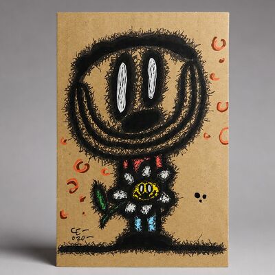 Painting by celipe perroloco "corrupted daisy in hand" 
