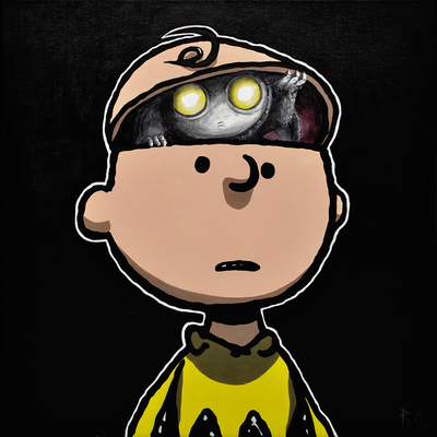 Painting by rx strip “portrait #2 charlie”