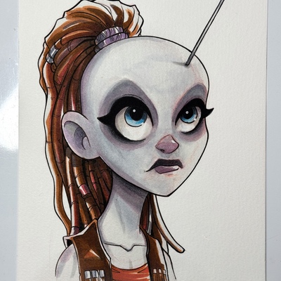 Aurra sing star wars day sketch original art