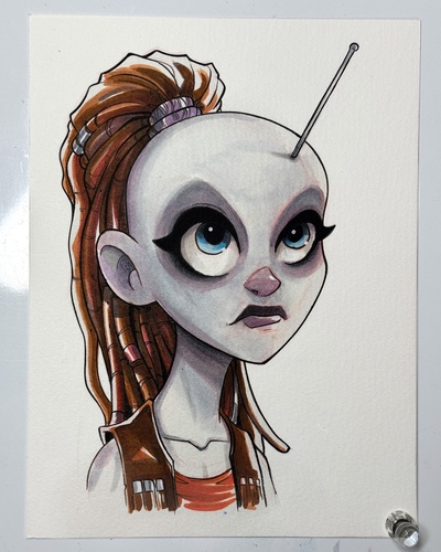Aurra Sing Star Wars Day Sketch Original Art