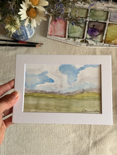 ORIGINAL 5x7 inch matted painting “Clear Skies Ahead”