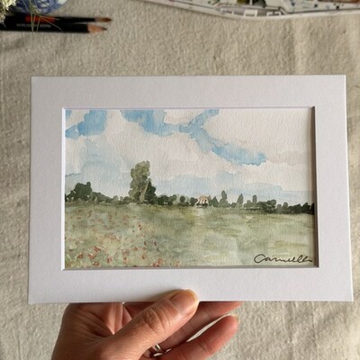 Original 5x7 inch matted painting “an ode to monet”
