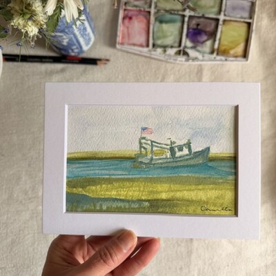 Original 5x7 inch matted painting “low country”