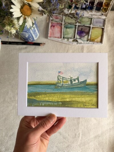 ORIGINAL 5x7 inch matted painting “Low Country”