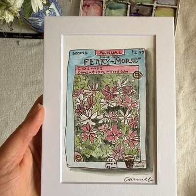 Original 5x7 inch matted painting “a packet of hope”