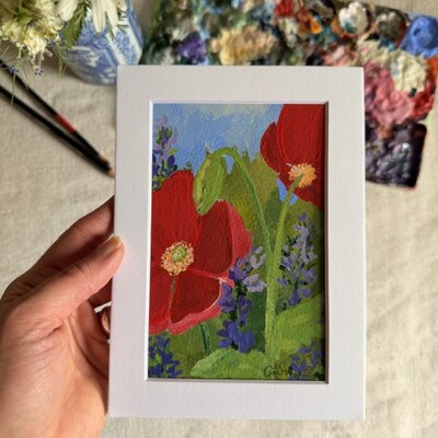  original 5x7 inch matted painting “joy blooming” no.01