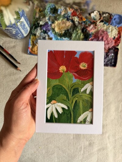 ORIGINAL 5x7 inch matted painting “Joy Blooming” no.02