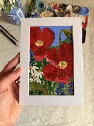 ORIGINAL 5x7 inch matted painting “Joy Blooming” no.03