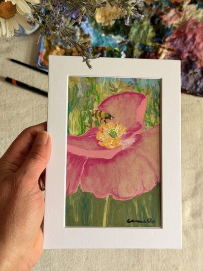 ORIGINAL 5x7 inch matted painting “Here Comes the Sun”
