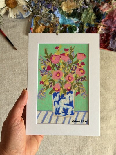 ORIGINAL 5x7 inch matted painting “Gather the Joy”