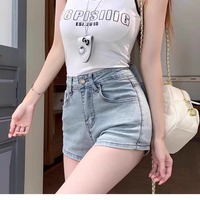 High-waisted N-Yoda denim shorts with big bow on back - Thumbnail 1