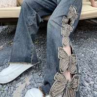 Distressed butterfly embroidery jeans - Thumbnail 2