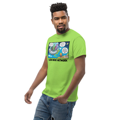 Alien news network retro graphic tee - vintage sci-fi comic streetwear t-shirt