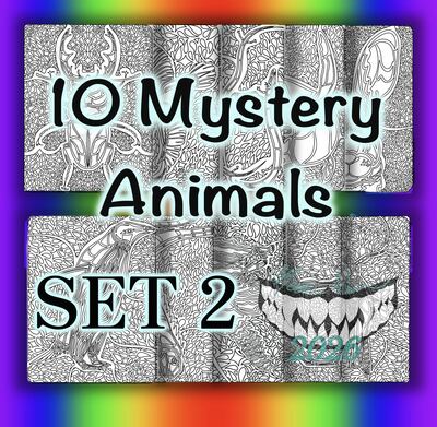 DIGITAL Printable Coloring Pages: 10 Mystery Animals SET 2