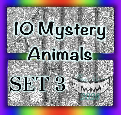 DIGITAL Printable Coloring Pages: 10 Mystery Animals SET 3