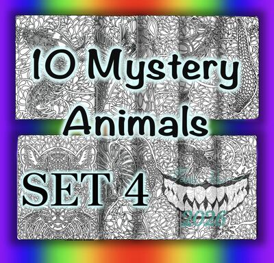 DIGITAL Printable Coloring Pages: 10 Mystery Animals SET 4