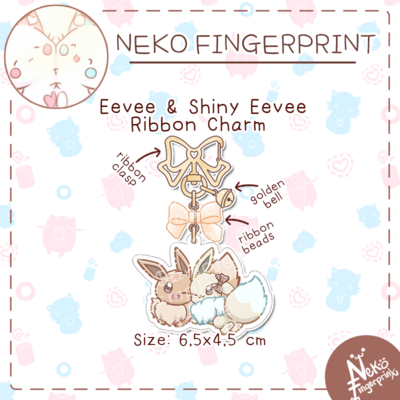 Eevee & Shiny Eevee Ribbon Acrylic Charm