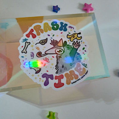Trash time - holographic sticker
