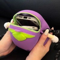 3D silicone eggplant-shaped phone bag with pendant - Thumbnail 8