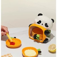 Ceramic panda-shaped dipping sauce dish set with stackable orange snack plates - Thumbnail 4