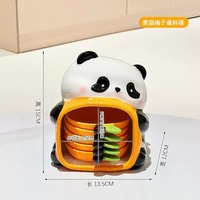 Ceramic panda-shaped dipping sauce dish set with stackable orange snack plates - Thumbnail 7
