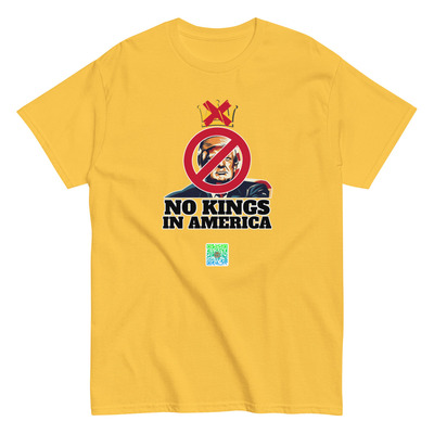 "no kings in america" anti-trump protest graphic tee | unisex environment friendly t-shirt