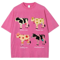 Checkered Cowboy Cow Printed Tee - Thumbnail 3