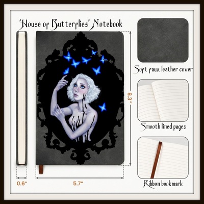 Leatherette notebook 'house of butterflies' 