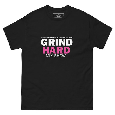 Black inspir3 radio grind hard mix show with pink and white unisex classic tee