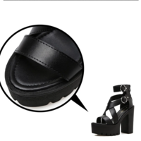 Gothic Black Chunky Platform Sandals - Thumbnail 1