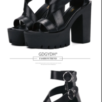 Gothic Black Chunky Platform Sandals - Thumbnail 2