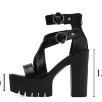 Gothic Black Chunky Platform Sandals - Thumbnail 4