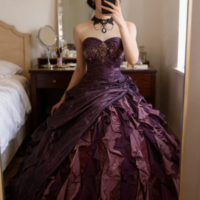 Sweetheart Ball Gown Sleeveless Purple Party Dress Quinceanera Dress - Thumbnail 3